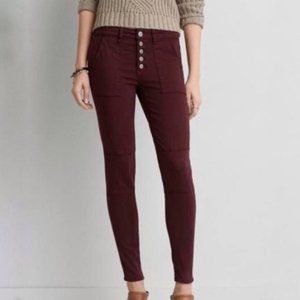 AE Red Button Fly Super Stretch Jeggings Size 0